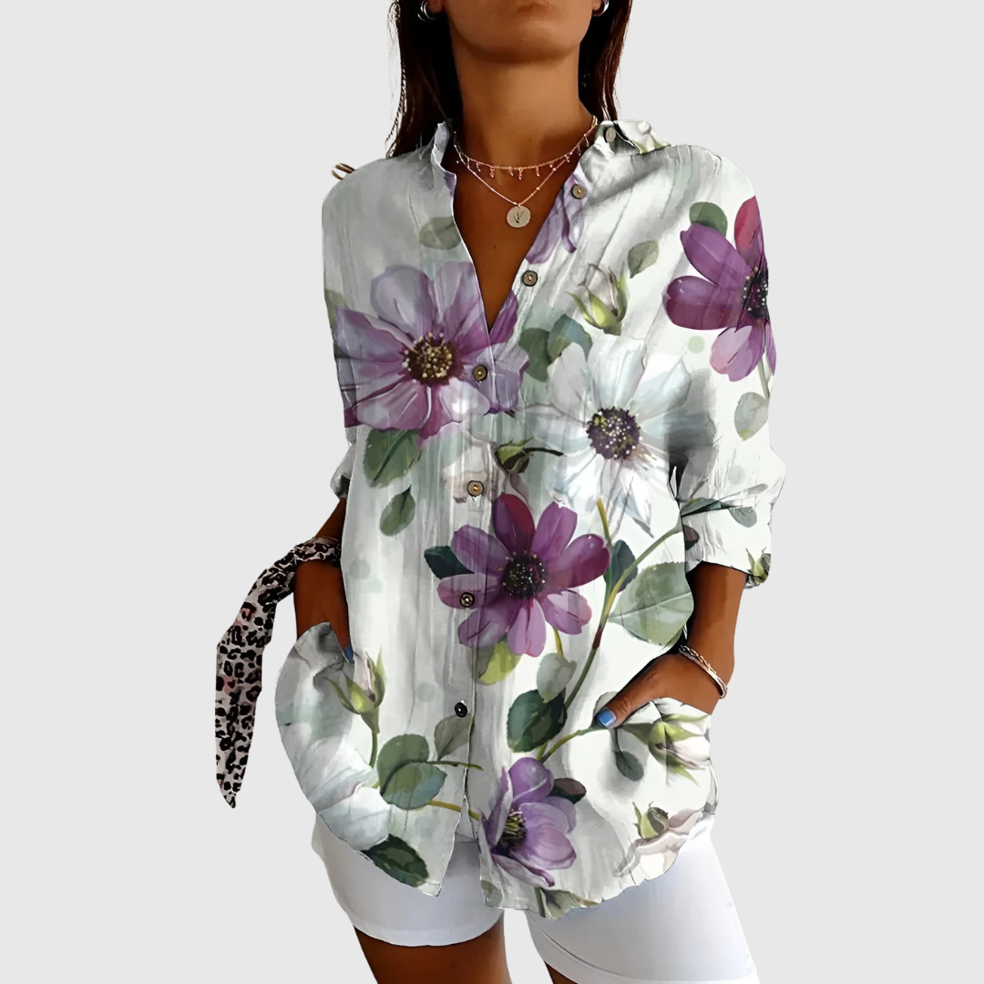 Paula | Lila florale Bluse