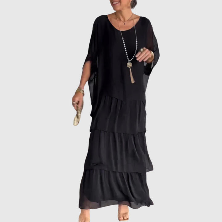 Caroline | Elegantes Maxi-Kleid mit weitem Rundhalsausschnitt