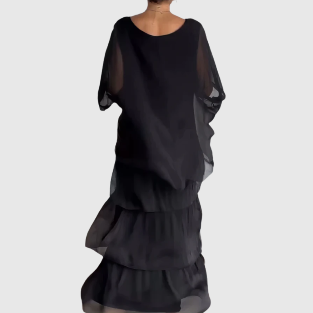 Caroline | Elegantes Maxi-Kleid mit weitem Rundhalsausschnitt