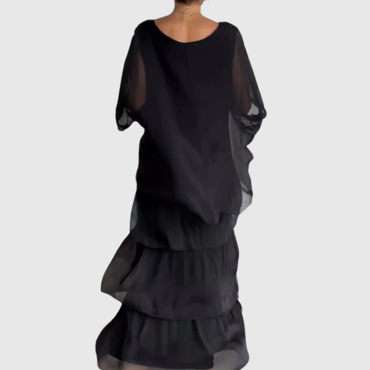 Caroline | Elegantes Maxi-Kleid mit weitem Rundhalsausschnitt