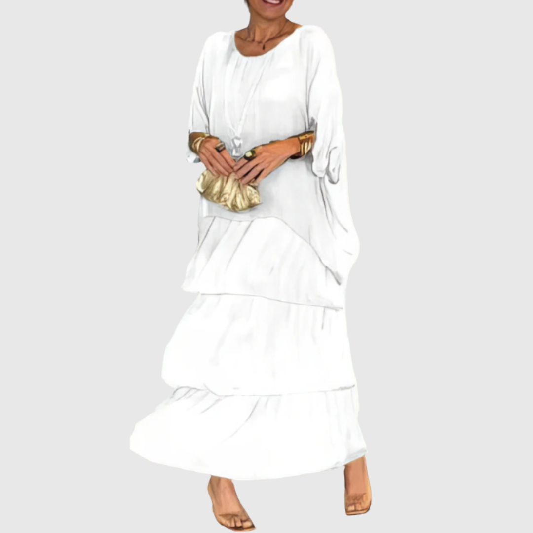Caroline | Elegantes Maxi-Kleid mit weitem Rundhalsausschnitt