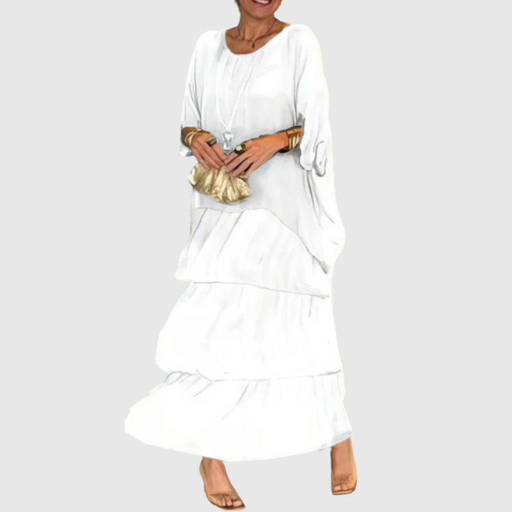 Caroline | Elegantes Maxi-Kleid mit weitem Rundhalsausschnitt