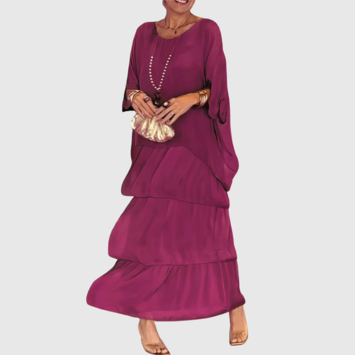 Caroline | Elegantes Maxi-Kleid mit weitem Rundhalsausschnitt