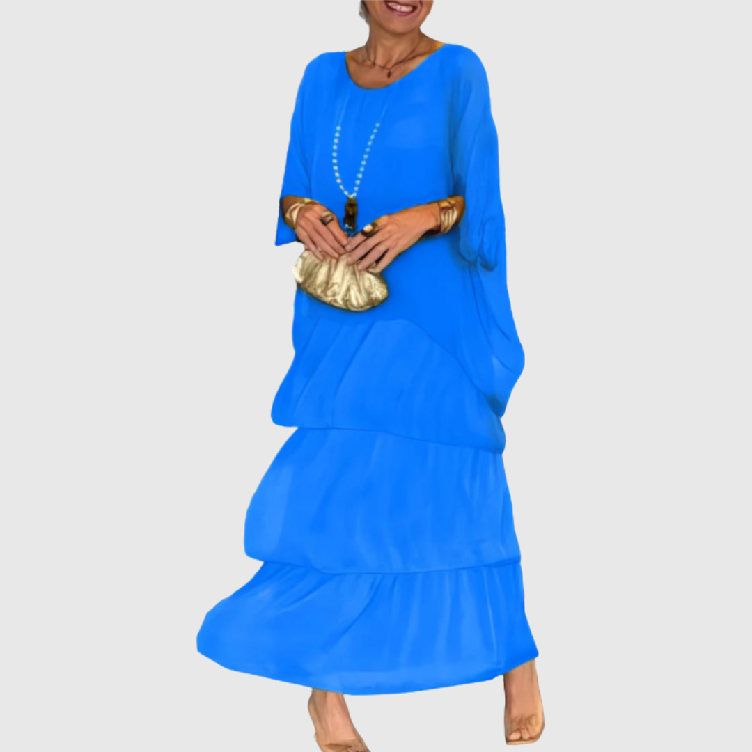 Caroline | Elegantes Maxi-Kleid mit weitem Rundhalsausschnitt