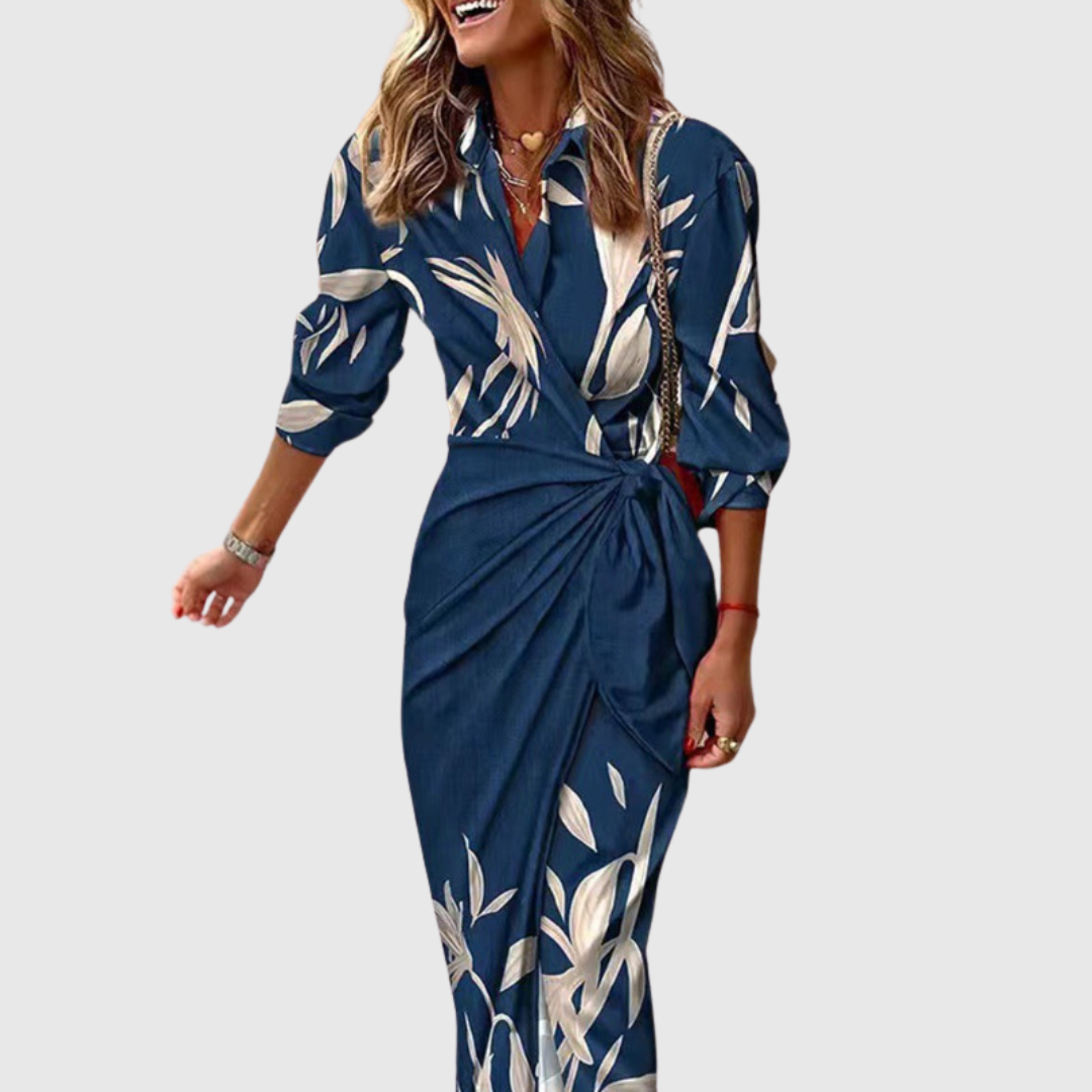 Mary | Streifenkleid mit Wickeloptik und Premium-Stoff