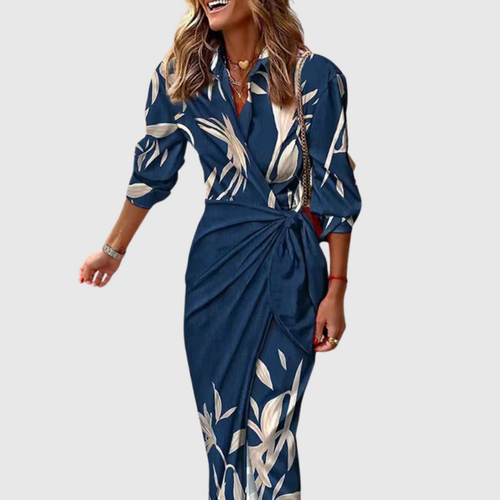 Mary | Streifenkleid mit Wickeloptik und Premium-Stoff