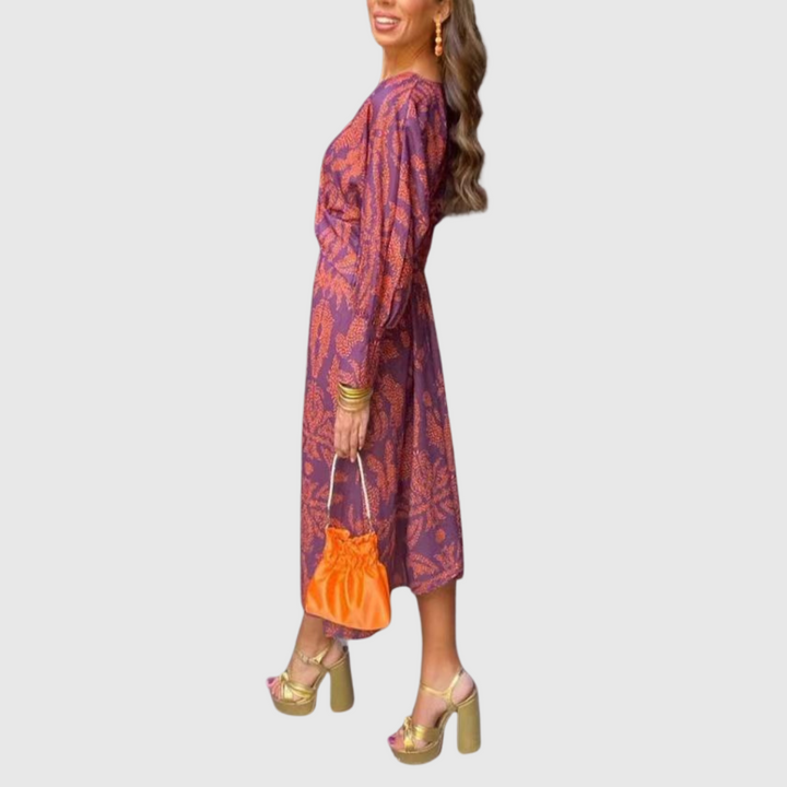 Hazel | Maxikleid mit Ethno-Muster und Knotendetail