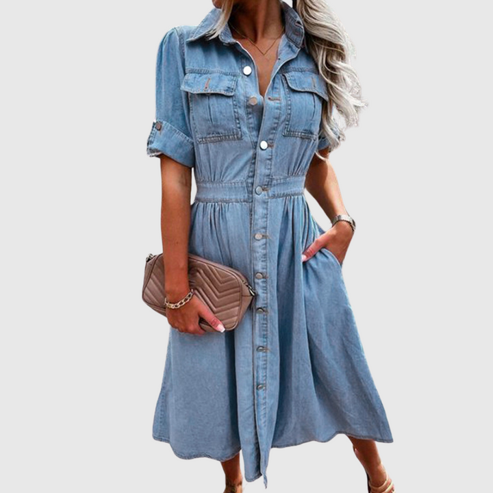 Grace | Jeanskleid mit Knopfleiste und Taschen