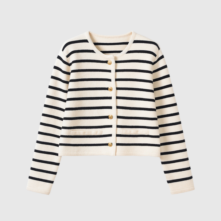 Mara | Eleganter, gestreifter Cardigan aus Premium-Material