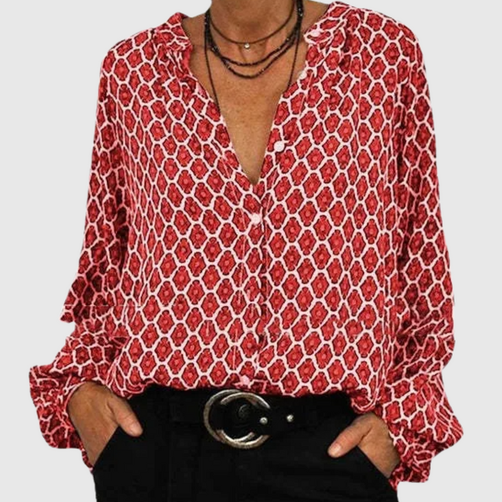Emily | Elegante V-Ausschnitt Bluse mit Premium-Design