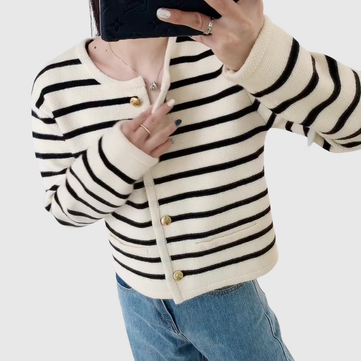 Mara | Eleganter, gestreifter Cardigan aus Premium-Material