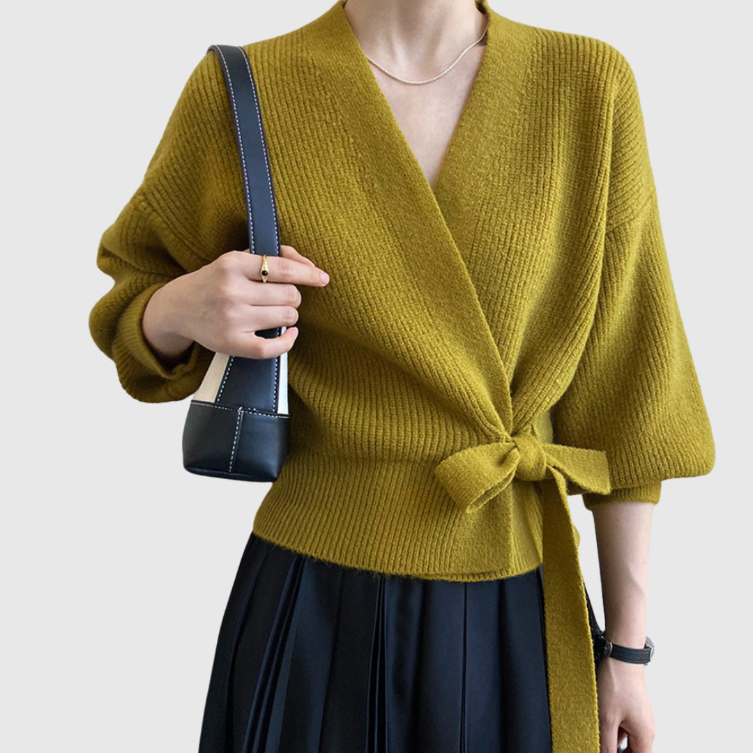 Ingrid | Eleganter Cardigan mit Knoten aus Premium Material